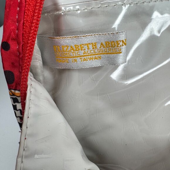 Vintage Elizabeth Arden Red & Black Patchwork Travel Bag Makeup Cosmetic Bag - Picture 5 of 9